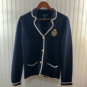 Vintage Lauren Ralph Lauren Navy cardigan with gold buttons Pristine condition
